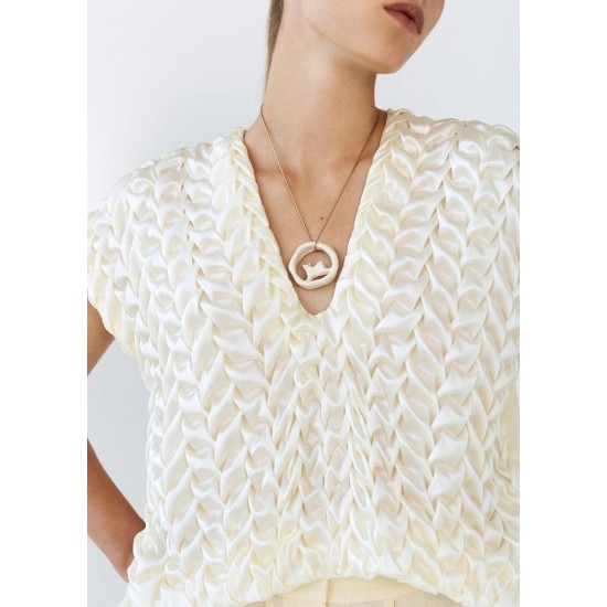 Frankie Shop Sale - Bevza Spikelet Silk Top in Champagne