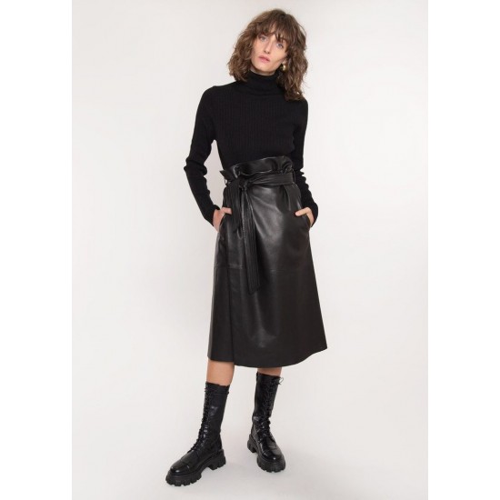 Frankie Shop Sale - Bibi Leather Wrap Skirt by Rika Studios in Black