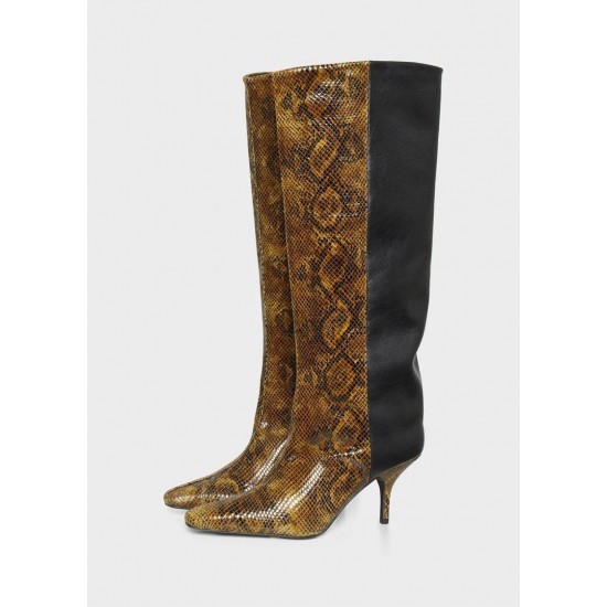 Frankie Shop Sale - Gestuz Ciana Two Tone Leather Boots-Brown Embossed