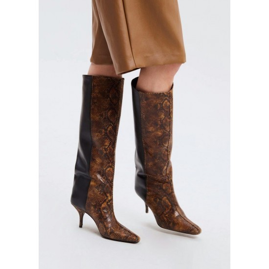 Frankie Shop Sale - Gestuz Ciana Two Tone Leather Boots-Brown Embossed