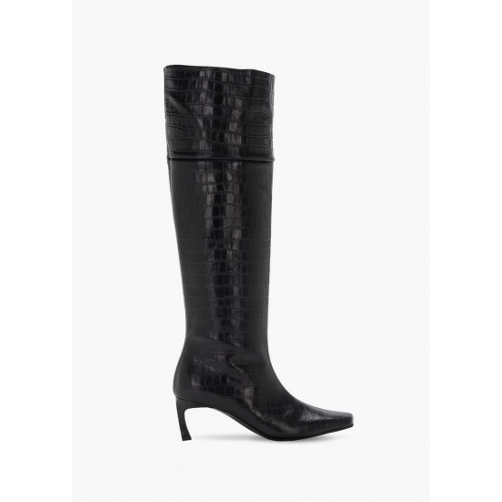 Frankie Shop Sale - Embossed Leather Tall Boots by Reike Nen in Black