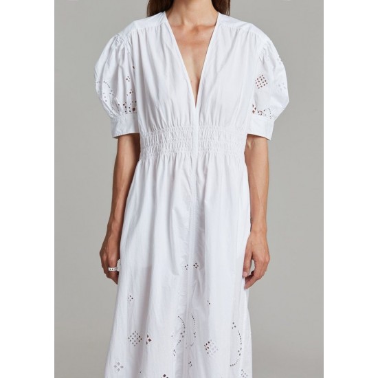 Cheap Frankie Shop - GANNI Broderie Anglaise Dress - Bright White