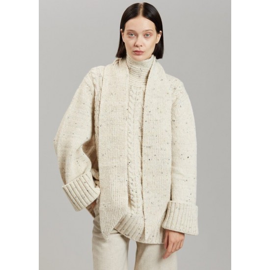 Cheap Frankie Shop - GANNI Cable Knit Scarf Sweater - Vanilla Ice