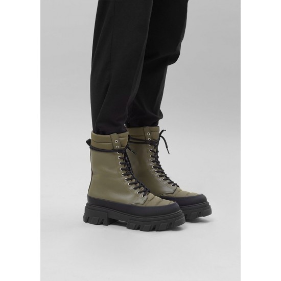 Frankie Shop Sale - GANNI Lace-Up Combat Boots - Kalamata