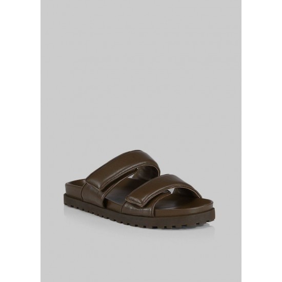 Frankie Shop Sale - GIA x Pernille Leather Slide Sandals in Brown