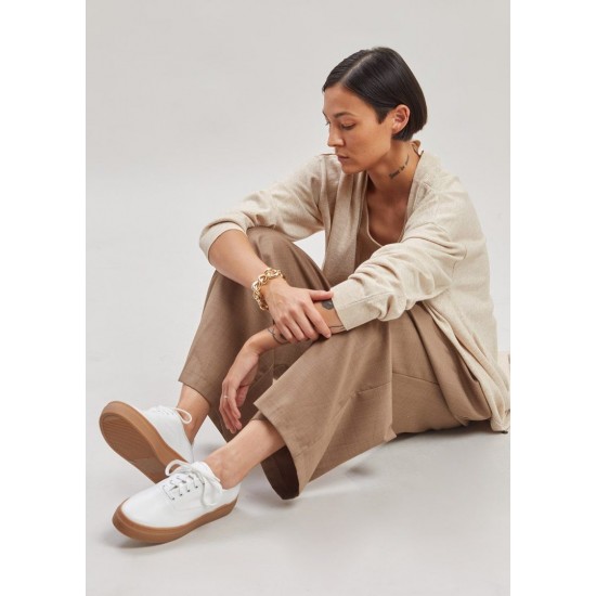 Frankie Shop Sale - Leather Platform Sneakers in White