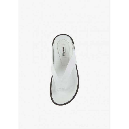 Frankie Shop Sale - Leather Flip Flop Sandals by Reike Nen in White