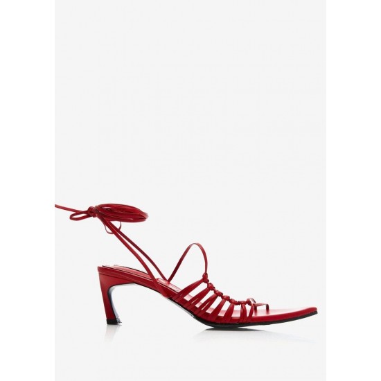 Frankie Shop Sale - Reike Nen Pointy Lace-Up Sandals- Tomato Red