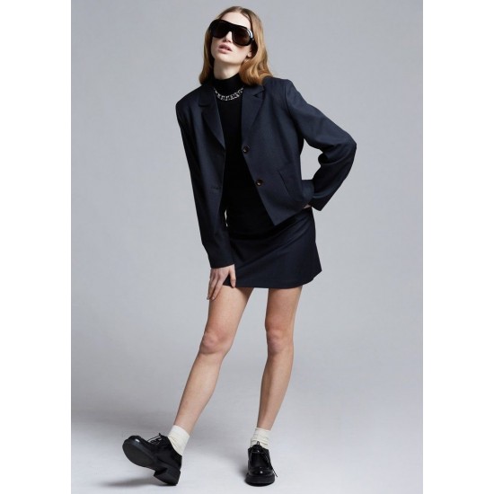 Frankie Shop Sale - Side Placket Mini Suiting Skirt in Ink