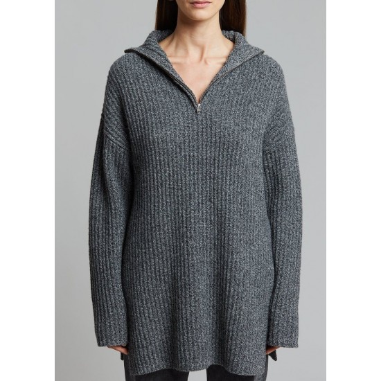 Cheap Frankie Shop - The Garment Canada Zip Sweater - Dark Grey Melange