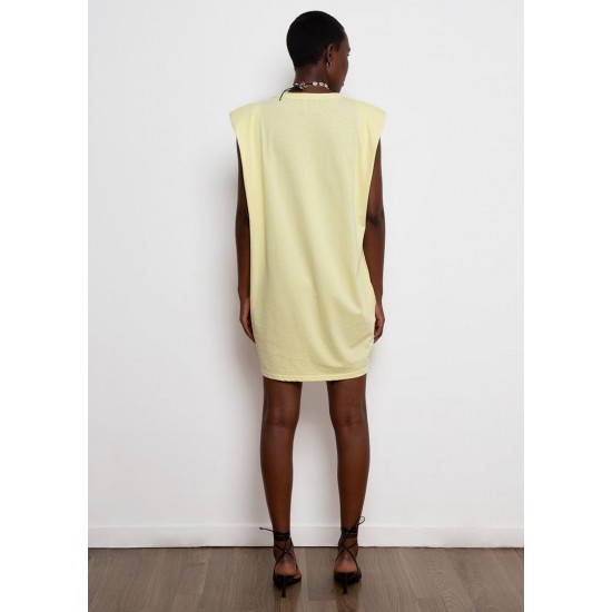Cheap Frankie Shop - Tina Padded Shoulder Muscle Dress- Pale Yellow